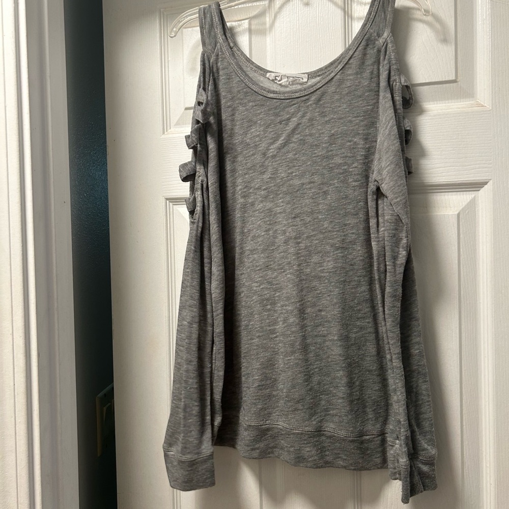 Hippie Rose Gray Sweatshirt with Bow Accents